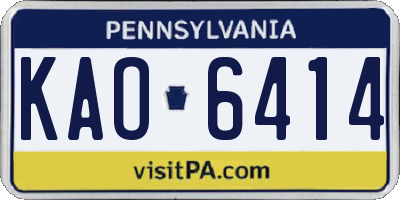 PA license plate KAO6414