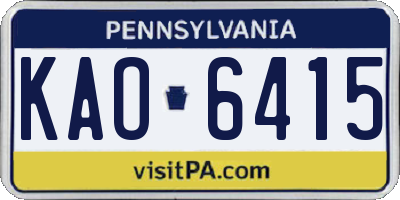 PA license plate KAO6415