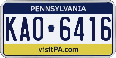 PA license plate KAO6416