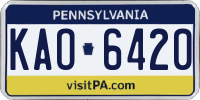 PA license plate KAO6420