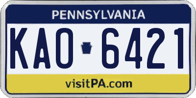 PA license plate KAO6421