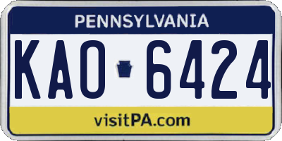 PA license plate KAO6424