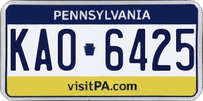 PA license plate KAO6425