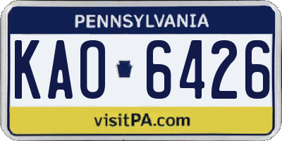 PA license plate KAO6426