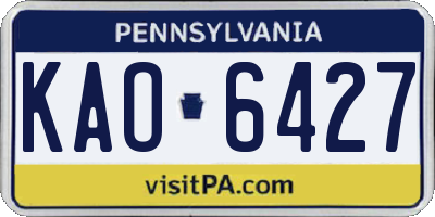 PA license plate KAO6427
