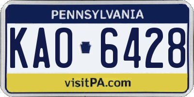 PA license plate KAO6428