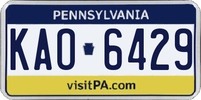 PA license plate KAO6429