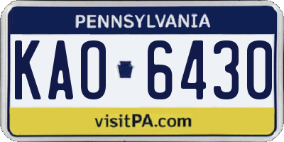 PA license plate KAO6430