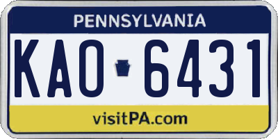 PA license plate KAO6431