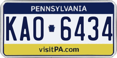 PA license plate KAO6434