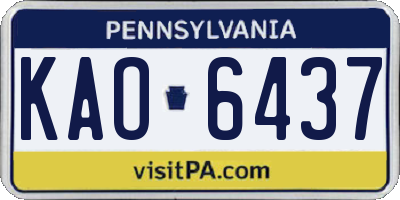 PA license plate KAO6437