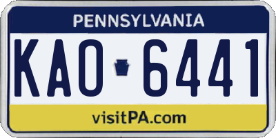 PA license plate KAO6441
