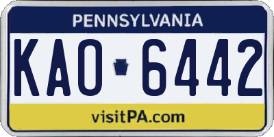 PA license plate KAO6442