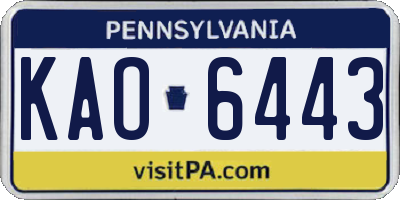 PA license plate KAO6443
