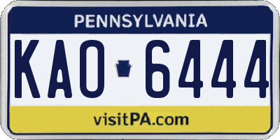PA license plate KAO6444