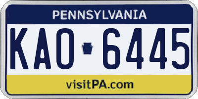 PA license plate KAO6445