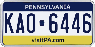 PA license plate KAO6446