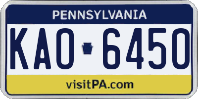 PA license plate KAO6450