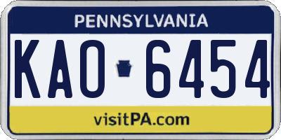 PA license plate KAO6454
