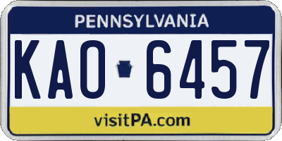 PA license plate KAO6457