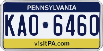 PA license plate KAO6460