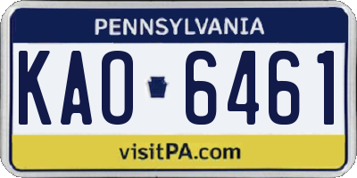 PA license plate KAO6461