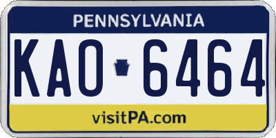 PA license plate KAO6464