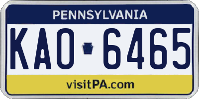 PA license plate KAO6465