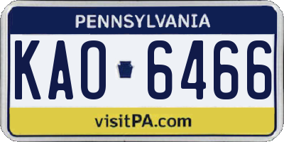PA license plate KAO6466