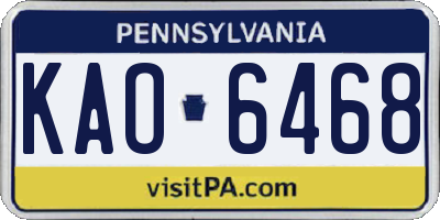 PA license plate KAO6468