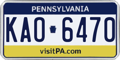 PA license plate KAO6470