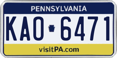 PA license plate KAO6471
