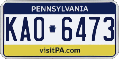 PA license plate KAO6473
