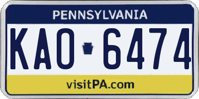 PA license plate KAO6474