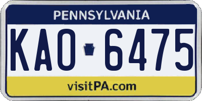 PA license plate KAO6475