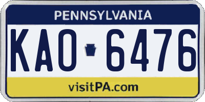 PA license plate KAO6476