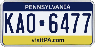 PA license plate KAO6477