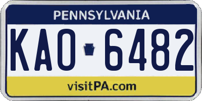 PA license plate KAO6482