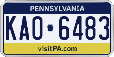 PA license plate KAO6483