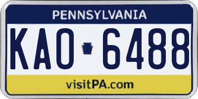 PA license plate KAO6488