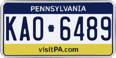 PA license plate KAO6489