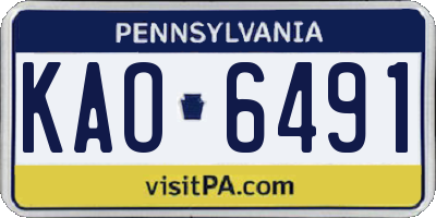 PA license plate KAO6491