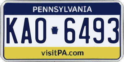 PA license plate KAO6493