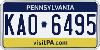 PA license plate KAO6495
