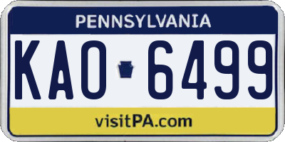 PA license plate KAO6499