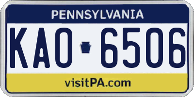 PA license plate KAO6506