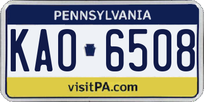 PA license plate KAO6508