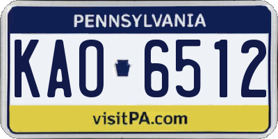 PA license plate KAO6512