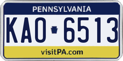 PA license plate KAO6513