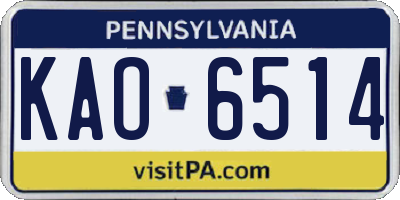 PA license plate KAO6514